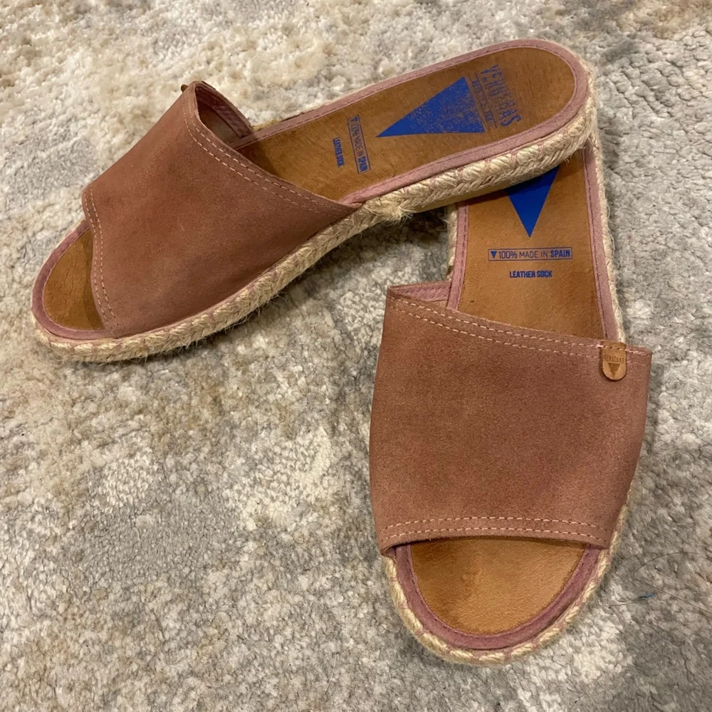 Verbenas Leather Slide Sandals Pink Comfortable Slip On Sz 40/US 9 Made in Spain - Picture 3 of 12